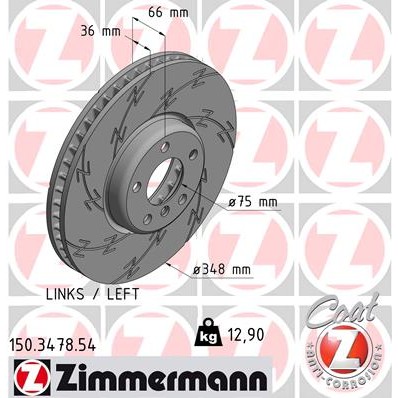 Слика на кочионен диск ZIMMERMANN BLACK Z 150.3478.54 за BMW 5 Touring F11 535 d - 299 коњи дизел