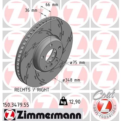 Слика на кочионен диск ZIMMERMANN BLACK Z 150.3479.55 за BMW 6 Coupe F13 640 d - 313 коњи дизел