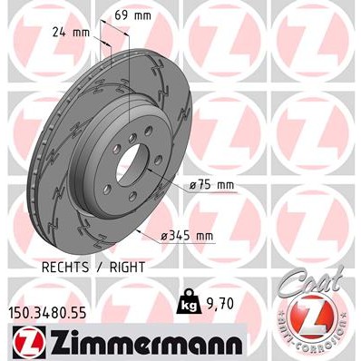 Слика на кочионен диск ZIMMERMANN BLACK Z 150.3480.55 за BMW 5 Touring F11 535 d - 299 коњи дизел