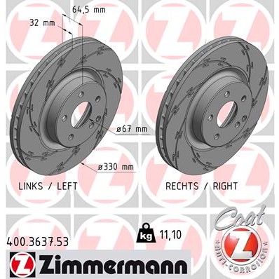 Слика на кочионен диск ZIMMERMANN BLACK Z 400.3637.53 за Mercedes E-class Estate (s211) 350 CGI (211.257) - 292 коњи бензин
