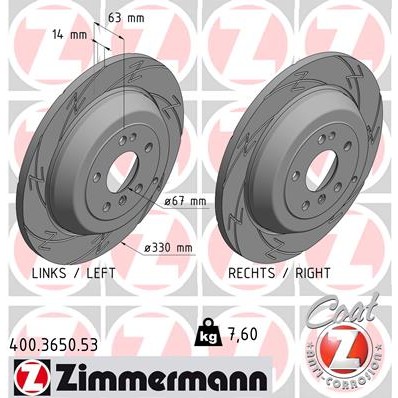 Слика на кочионен диск ZIMMERMANN BLACK Z 400.3650.53 за Mercedes ML-class (w164) ML 320 CDI 4-matic (164.122) - 224 коњи дизел