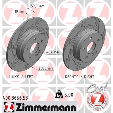 Слика на кочионен диск ZIMMERMANN BLACK Z 400.3656.53 за Mercedes C-class Estate (s204) C 220 CDI (204.202) - 170 коњи дизел