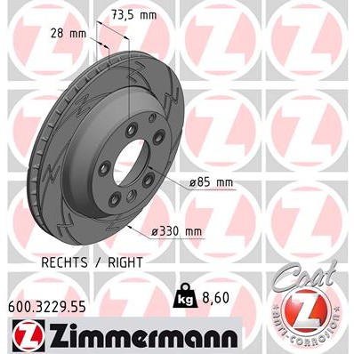 Слика на кочионен диск ZIMMERMANN BLACK Z 600.3229.55 за Porsche Cayenne (955, 9PA) S - 385 коњи бензин