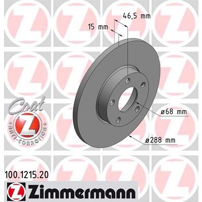 Слика на Кочионен диск ZIMMERMANN COAT Z 100.1215.20