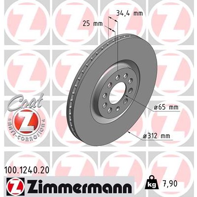 Слика на Кочионен диск ZIMMERMANN COAT Z 100.1240.20