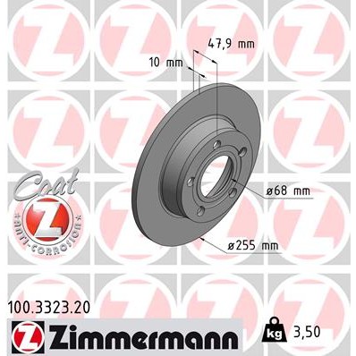 Слика на кочионен диск ZIMMERMANN COAT Z 100.3323.20 за Audi A6 Sedan (4B, C5) 2.7 T quattro - 230 коњи бензин