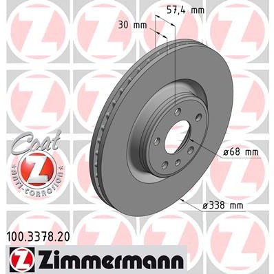 Слика на кочионен диск ZIMMERMANN COAT Z 100.3378.20 за Audi A5 (F53) S5 quattro - 354 коњи бензин