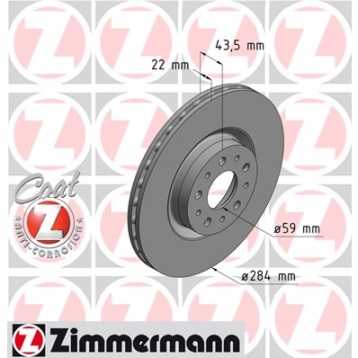 Слика на кочионен диск ZIMMERMANN COAT Z 110.2207.20 за Alfa Romeo 147 (937) Hatchback 1.9 JTDM - 115 коњи дизел