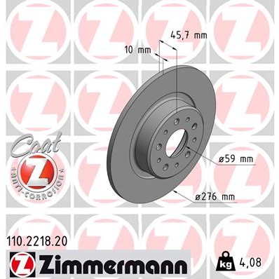 Слика на Кочионен диск ZIMMERMANN COAT Z 110.2218.20