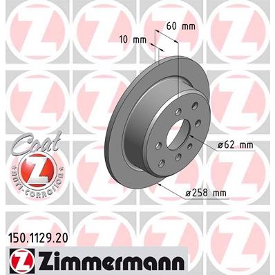 Слика на кочионен диск ZIMMERMANN COAT Z 150.1129.20 за BMW 3 Coupe E30 320 i - 129 коњи бензин