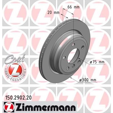 Слика на кочионен диск ZIMMERMANN COAT Z 150.2902.20 за BMW 3 Gran Turismo F34 320 i - 163 коњи бензин