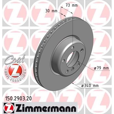 Слика на кочионен диск ZIMMERMANN COAT Z 150.2903.20 за BMW 1 F21 116 d - 116 коњи дизел