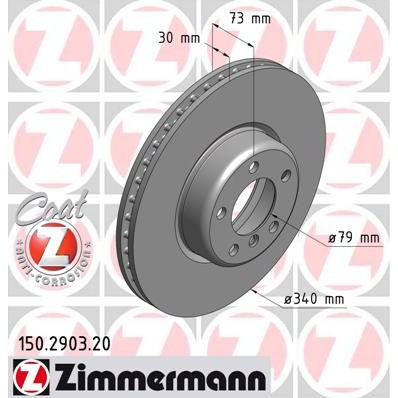 Слика на кочионен диск ZIMMERMANN COAT Z 150.2903.20 за BMW 3 Gran Turismo F34 320 i - 163 коњи бензин