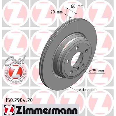 Слика на кочионен диск ZIMMERMANN COAT Z 150.2904.20 за BMW 3 Gran Turismo F34 335 i xDrive - 340 коњи бензин