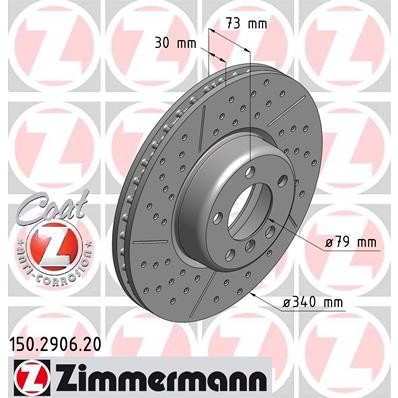 Слика на кочионен диск ZIMMERMANN COAT Z 150.2906.20 за BMW 1 F21 116 d - 116 коњи дизел