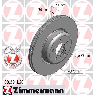Слика на кочионен диск ZIMMERMANN COAT Z 150.2911.20 за BMW 4 Coupe F32 F82 430 d - 258 коњи дизел