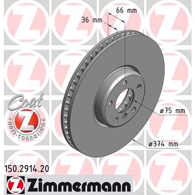 Слика на кочионен диск ZIMMERMANN COAT Z 150.2914.20 за BMW 7 Series F 750 i - 449 коњи бензин