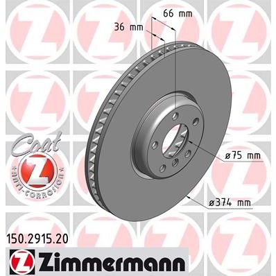 Слика на кочионен диск ZIMMERMANN COAT Z 150.2915.20 за BMW 7 Series F 750 i xDrive - 449 коњи бензин