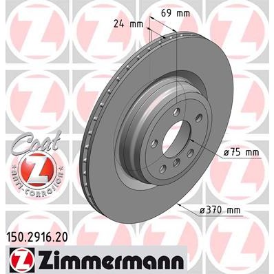 Слика на кочионен диск ZIMMERMANN COAT Z 150.2916.20 за BMW 7 Series F 750 d xDrive - 381 коњи дизел