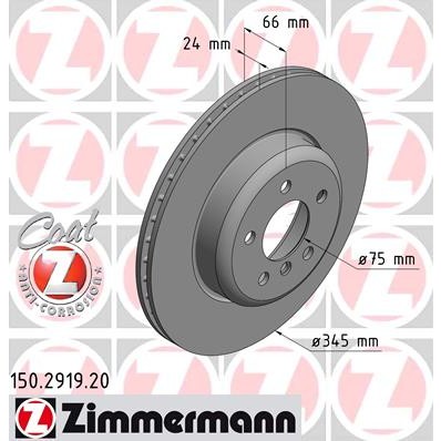 Слика на кочионен диск ZIMMERMANN COAT Z 150.2919.20 за BMW 3 Sedan F30 F35 F80 330 d - 258 коњи дизел