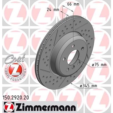 Слика на кочионен диск ZIMMERMANN COAT Z 150.2920.20 за BMW 3 Touring F31 318 d - 150 коњи дизел