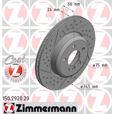 Слика на кочионен диск ZIMMERMANN COAT Z 150.2920.20 за BMW 3 Touring F31 325 d - 224 коњи дизел