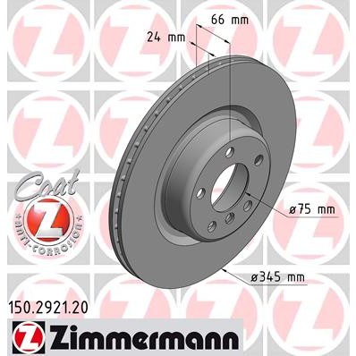 Слика на кочионен диск ZIMMERMANN COAT Z 150.2921.20 за BMW 3 Sedan F30 F35 F80 320 d - 200 коњи дизел