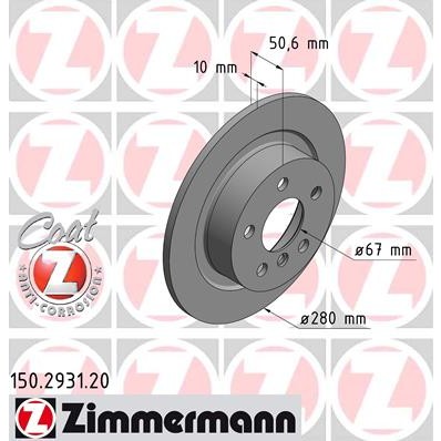 Слика на кочионен диск ZIMMERMANN COAT Z 150.2931.20 за BMW 2 Active Tourer F45 220 i - 192 коњи бензин