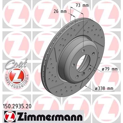 Слика на кочионен диск ZIMMERMANN COAT Z 150.2935.20 за BMW 3 Coupe E92 325 d - 211 коњи дизел