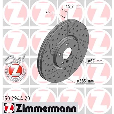 Слика на кочионен диск ZIMMERMANN COAT Z 150.2944.20 за Mini Clubman (F54) Cooper S ALL4 - 163 коњи бензин