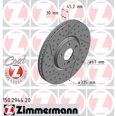 Слика на кочионен диск ZIMMERMANN COAT Z 150.2944.20 за Mini Clubman (F54) Cooper S - 192 коњи бензин