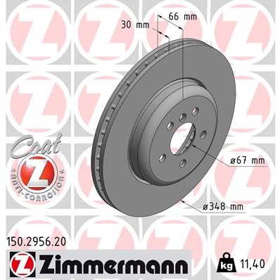 Слика на кочионен диск ZIMMERMANN COAT Z 150.2956.20 за BMW 6 Gran Turismo (G32) 630 d - 211 коњи дизел