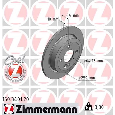 Слика на кочионен диск ZIMMERMANN COAT Z 150.3401.20 за Mini Convertible (R52) Cooper S - 170 коњи бензин
