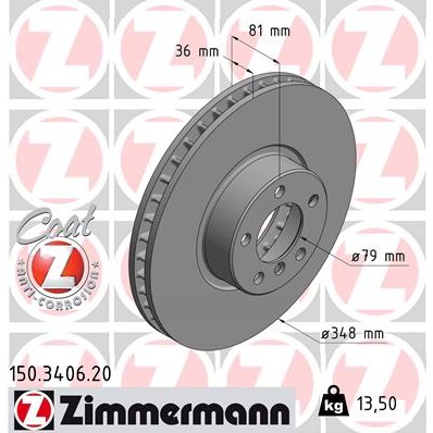 Слика на Кочионен диск ZIMMERMANN COAT Z 150.3406.20