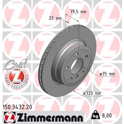 Слика на кочионен диск ZIMMERMANN COAT Z 150.3432.20 за BMW X3 E83 3.0 si - 272 коњи бензин