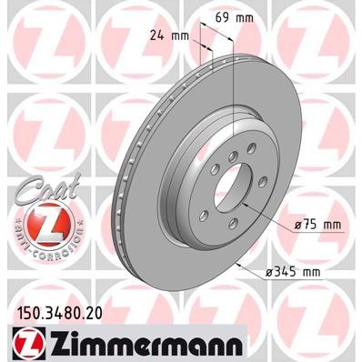 Слика на кочионен диск ZIMMERMANN COAT Z 150.3480.20 за BMW 5 Touring F11 535 d - 299 коњи дизел