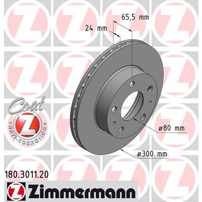 Слика на кочионен диск ZIMMERMANN COAT Z 180.3011.20 за Citroen Jumper BUS 2.2 HDi 120 - 120 коњи дизел