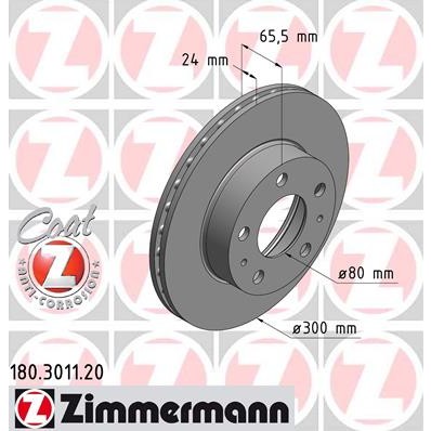 Слика на кочионен диск ZIMMERMANN COAT Z 180.3011.20 за Fiat Ducato Platform 250 160 Multijet 3,0 D - 158 коњи дизел