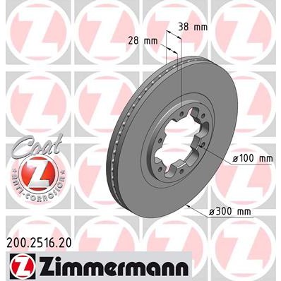 Слика на кочионен диск ZIMMERMANN COAT Z 200.2516.20 за Nissan Pathfinder (R50) 3.3 V6 4WD - 150 коњи бензин