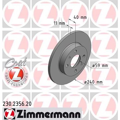 Слика на кочионен диск ZIMMERMANN COAT Z 230.2356.20 за Fiat Cinquecento 170 0.7 i (170AD) - 30 коњи бензин