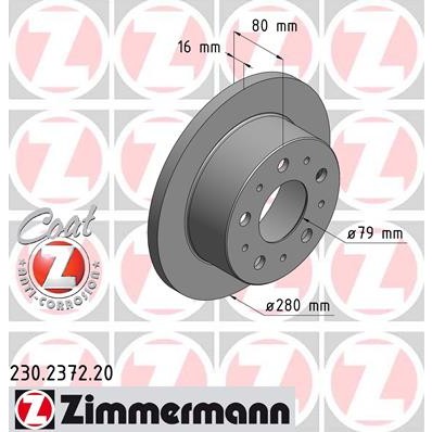 Слика на кочионен диск ZIMMERMANN COAT Z 230.2372.20 за Fiat Ducato Platform 250 160 Multijet 3,0 D - 158 коњи дизел