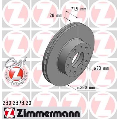 Слика на кочионен диск ZIMMERMANN COAT Z 230.2373.20 за Citroen Jumper BUS 2.2 HDi 120 - 120 коњи дизел