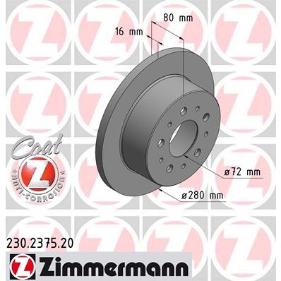 Слика на Кочионен диск ZIMMERMANN COAT Z 230.2375.20