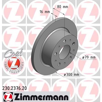 Слика на кочионен диск ZIMMERMANN COAT Z 230.2376.20 за Fiat Ducato Platform 250 160 Multijet 3,0 D - 158 коњи дизел