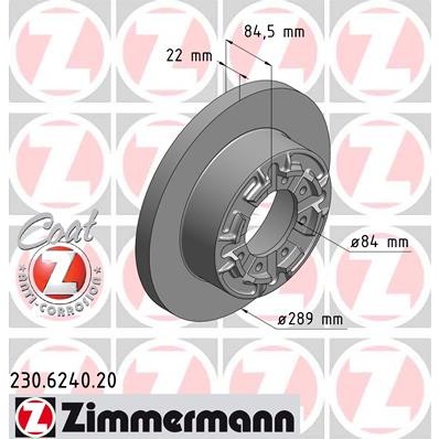 Слика на кочионен диск ZIMMERMANN COAT Z 230.6240.20 за камион Iveco Daily 2 Bus Box 35 C 17, 35 S 17 - 166 коњи дизел