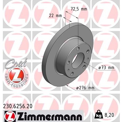 Слика на Кочионен диск ZIMMERMANN COAT Z 230.6256.20