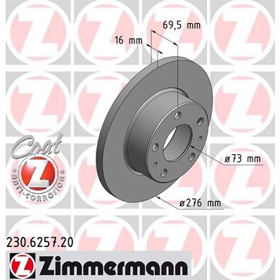 Слика на Кочионен диск ZIMMERMANN COAT Z 230.6257.20