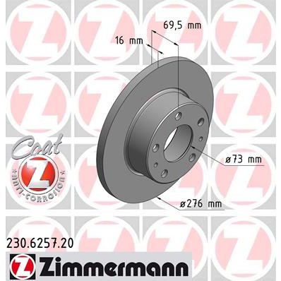 Слика на кочионен диск ZIMMERMANN COAT Z 230.6257.20 за камион Iveco Daily 2 Bus Box 29 L 12 V (ALKA41A2, ALLA52A2, ALKA42A2) - 116 коњи дизел