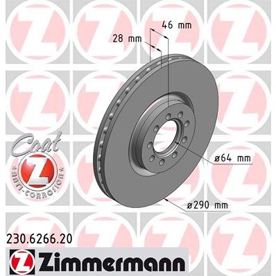 Слика на Кочионен диск ZIMMERMANN COAT Z 230.6266.20