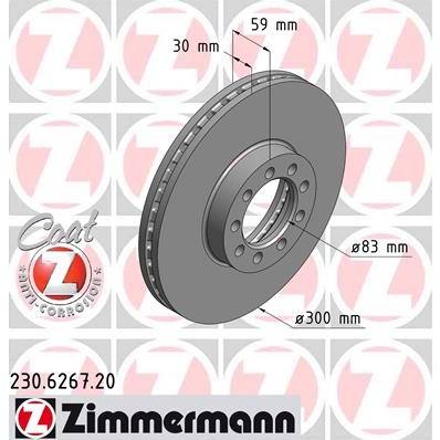 Слика на кочионен диск ZIMMERMANN COAT Z 230.6267.20 за камион Iveco Daily 2006 Platform 65C18 - 176 коњи дизел